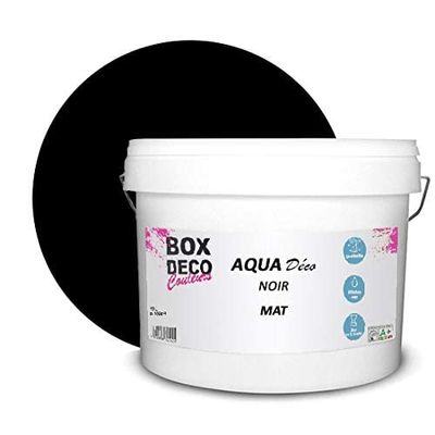 BOX DECO COLORES - Pintura de pared acrílica con aspecto mate (10 L), color negro