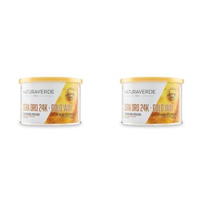 Naturaverde | PRO - Cera Depilatoria Liposolubile con Oro 24K Colloidale, Cera Profumata, Cera a Caldo, Ceretta a Caldo, Barattolo da 400g (Confezione da 2)