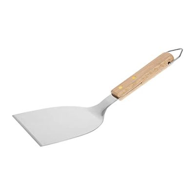 RUECAB - Spatules pour barbecue, Ensembles d'ustensiles pour barbecue - Spatule large pour plancha INOX, grattoir large pour plancha INOX - Manche en bois d'Acacia - Longueur : 32cm 001543