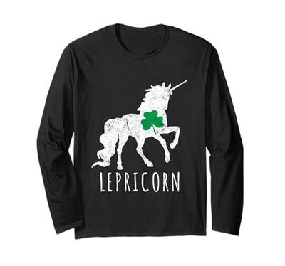 Lepricornio Trébol Verde Divertido Leprechaun Unicornio Manga Larga