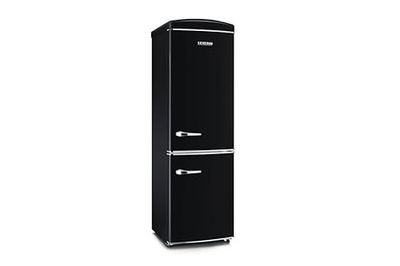 Severin - Frigorífico combi retro de 315 l, Total No Frost, frigorífico y congelador combinado de 2 puertas, altura 194,3 cm, bajo consumo y silencioso, Negro, RKG 8998