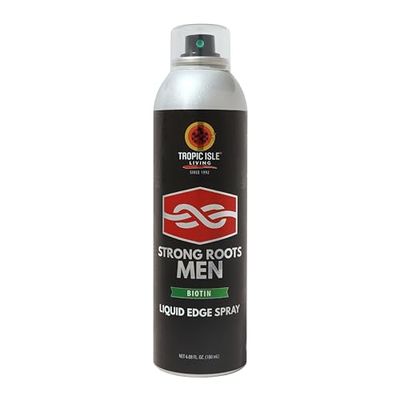 Tropic Isle Living Strong Roots Men Liquid Edge Spray 6.08 fl.oz./ 180ml - Sharp Crisp Hairline, Precison Cuts, Line up, Taper Fade, Protect Hair with Biotin Infused Formula