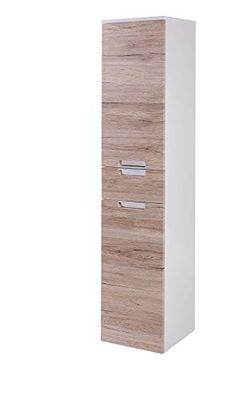 Schildmeyer Hoge kast Rilana 130511, wit glanzend/eiken sanremo decor, 159 x 33 x 35 cm