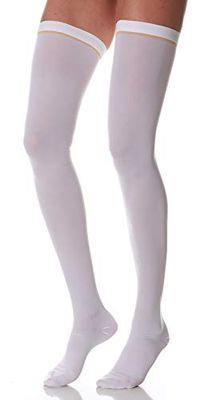 SCUDOTEX Bas Médical Auto Fixant Anti-Thrombose à Compression Décroissante 18-24 Hg mm Longueur Moyenne Couleur Blanche Taille 3