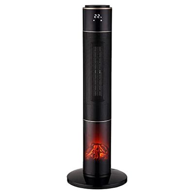 SHX SHX20HSKE2002F - Calefactor cerámico con efecto de fuego de chimenea (2000 W, 3 niveles de potencia, oscilación, función de temporizador, pantalla LED, protección antivuelco