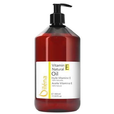 Olio di vitamina E (tocoferolo) 100% naturale Vegano, trattamento viso antietà, struccante waterproof, corpo e capelli, unghie e cuticole, crema idratante riparatrice per le mani (500 ml)