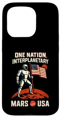 Marte USA Robot Flag Interplanetary Space Mission STEM Custodia per iPhone 15 Pro