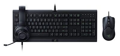Razer Power Up Bundle – Set di gioco di esports con tastiera Razer Cynosa Lite (Qwertz DE-Layout), mouse Razer Viper e cuffie Razer Kraken X Lite Nero
