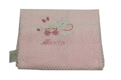 Coperta Calda Avvolgente con Nome Ricamato Personalizzato Colore Celeste 75cmx100cm