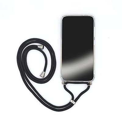 Transparante beschermhoes voor Samsung Galaxy A33 5G, met omhangband/schouderriem, telefoonkabel, zwart