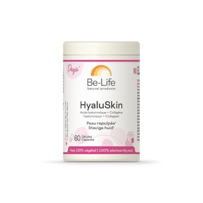 BE-LIFE | HYALUSKIN | Complément alimentaire | Peau | Hydratation | Réduit l'apparence des rides| Acide hyaluronique & collagène | 60 Gélules