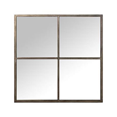 DRW Espejo Pared Cuadrado de Metal Hierro en Champagne 80x80x2cm