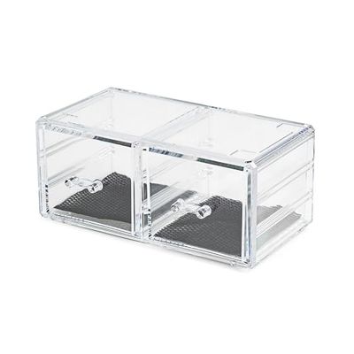 Compactor Make Up and Jewellery 2 Drawer Organiser, Polystyrene, Transparent, 23.8 x 10.8 x 15.3cm, RAN8576