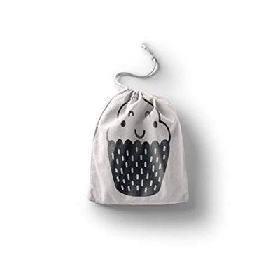 Bonamaison Impreso Algodón Bolsas con Cordón, Bolsa con Cordel para el Hogar y el Almacenamiento de Verduras, Bolso de Compras, Plegable, Ecologica, Reutilizables, Tamaño: 20x30 Cm