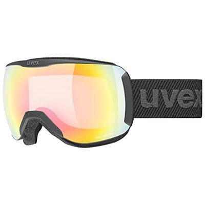 uvex downhill 2100 V - skibril voor dames en heren - meekleurend - condensvrij - black matt/vario rainbow-clear - one size