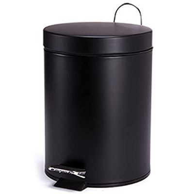 MSV Poubelle à cosmétiques Acier Inoxydable Noir Mat uni avec Récipient intérieur Amovible Salle de Bains Poubelle à pédale Boîte à ordures – 3 et 5 litres