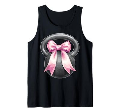 Coquette Bow Kettlebell Sollevamento Allenamento Ragazza Mamma Rosa Canotta