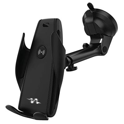 S SUMEX Cargador Inalámbrico Coche Soporte con Cierre y Apertura Automático Inducción Electromagnética Giratorio 360 Grados para iPhone, Samsung y Modelos con Carga Inalámbrica