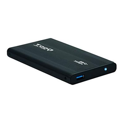 TooQ TQE-2524B – hölje för 2,5 tums hårddiskar (SATA I/II/III upp till 9,5 mm höjd, USB 3.0), aluminium, LED-skärm, svart, 50 g