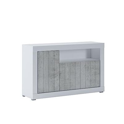 Wink Design Madia, Pannelli ecologici di Legno, melamminico, Larice Bianco, Cemento, 138x42xH86 cm