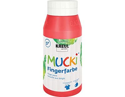 KREUL 23205-Mucki Pintura Brillante para Dedos, Rojo, a Base de Agua, sin parabenos, sin Gluten, sin lactosa y Vegana, Lavable, Red, 750 ml (1er Pack), 750
