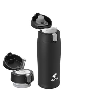 AORIN Botella Agua Acero Inoxidable 18/8, 350ml Botella Agua Niños, Botella Termica Anti-Fugas, Botella Gimnasio,Fácil de Abrir, Termo sin BPA para Deportes, Exterior, Viajes y Escuela