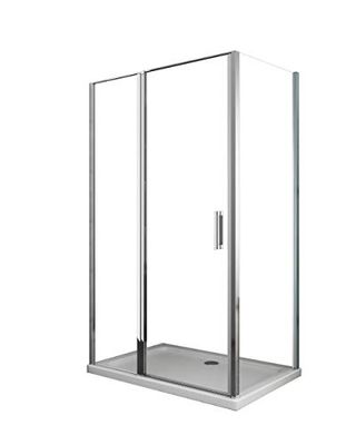 Box Doccia a 2 Lati Con Apertura Battente e Fisso in Linea con Parete Laterale Fissa Reversibile H.190 Vetro 6 mm (FISSO 64-67 + PORTA 117.5-120.5)