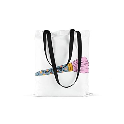 Bonamaison Printed Tote Bag, Reusable Grocery Bag, Shopping Bag, Machine Washable, Foldable, Canvas Cloth Bag with Black Handles, Size: 48x55 Cm