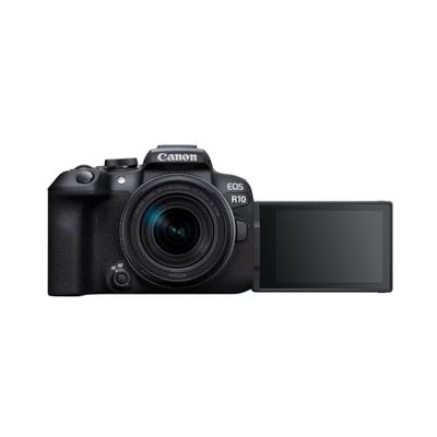 Canon EOS R10 APS-C mirrorless nera + 18-150mm IS STM (24,2 Mp, - fino a 23 fps, DIGIC X, video 4K UHD fino 60p, Dual Pixel CMOS Auto Focus II, Display touchscreen orientabile da 7,5 cm, Wi-Fi, BT)