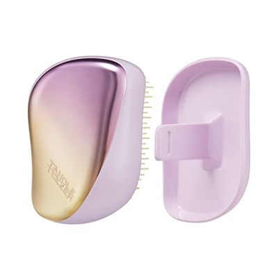 Tangle Teezer | The Compact Styler Detangling Hairbrush | Travel-Friendly with Protective Cover & Two-Tiered Teeth Design | Perfect for Wet, Dry & Flyaway Hair | Sweet Lilac & Yellow Chrome