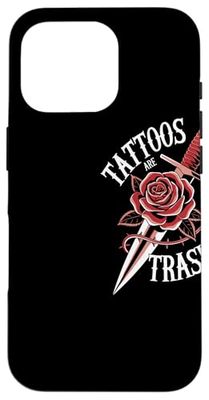 Tattoos Are Trashy Rosa Daga Opinión Anti Tatuaje Carcasa para iPhone 16 Pro
