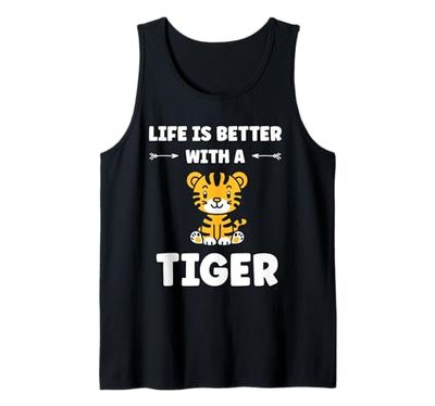 Funny baby cute tigers quote Life better with tiger Tank Top