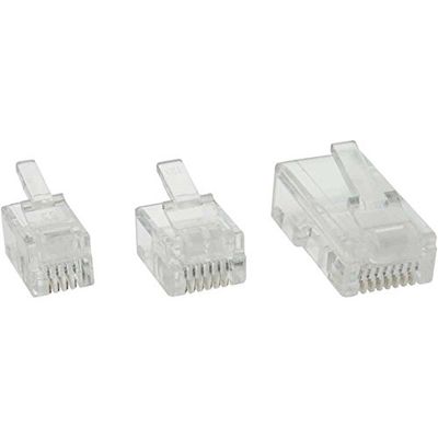 InLine 21396 Plug Modulare, Telefonico, Isdn a Crimpare su Cavo Piatto, Rj11, Nero