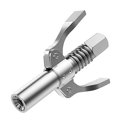 Acoplador de pistola de grasa con punta de pistola de grasa de bloqueo rápido y liberación de lubricante, acoplador de boquilla de grasa de doble mango actualizado a 12000 PSI, compatible con todas