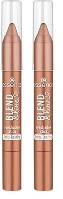 Essence Cosmetics Sombra de ojos en barra blend y line, de larga duración, reluciente, metalizado, 1.8g (Paquete de 2)