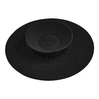 Wirquin 30722894 Bouchon et filtre universel Uppy adapté aux évacuations évier, lavabo, baignoire, noir