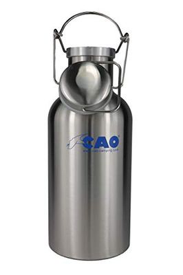 C.A.O. - Flessen met bliksluiting 1,6 liter van roestvrij staal – kleur roestvrij staal – hoogte 27 cm – diameter Ø 10,6 cm
