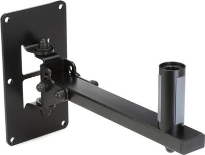 K&M 24169 Soporte de pared para amplificadores, con 3 tipos de inclinación, rotación 120° - en acero, negro - casquillo esférico, hasta 37 mm ø