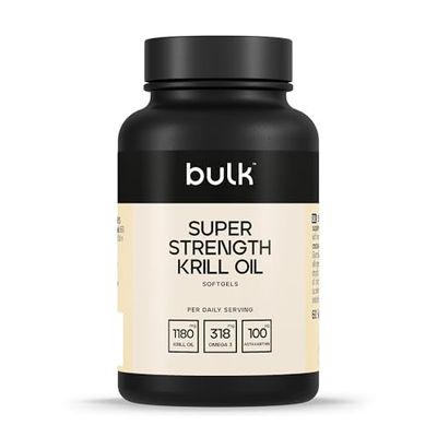 Bulk Aceite de kril Super Fuerte 590mg, 1180 mg por ración, 60 Cápsulas blandas, 30 Dosis