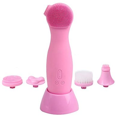 Spazzola detergente elettrico per viso - Silicone ipoallergenico - Massaggio rassodante - Pulizia profonda - Manici ergonomici - Rosa-Cenocco