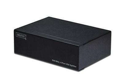 DIGITUS Professionele VGA video splitter/verdeler, 1 ingang - 4 uitgangen, 500 MHz, resolutie tot 2048 x 1536 pixels, trapsgewijze incl. voeding