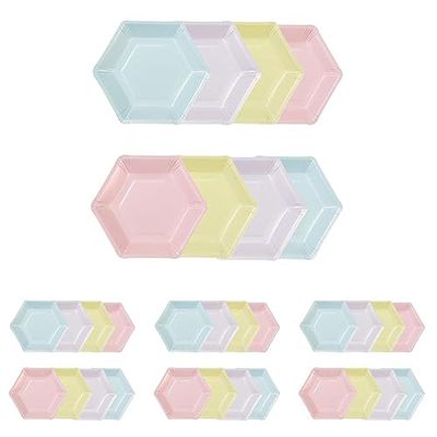Talking Tables Pack of 8 (26cm) Large Hexagon Shaped Pastel Paper Plates | Disposable Party Tableware for Kids Birthday Valentine's Day (Confezione da 4)