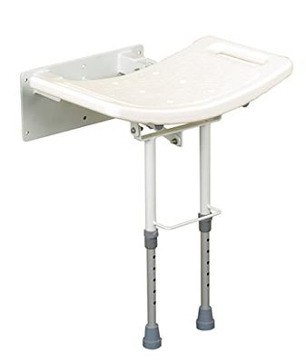Days, Siège de Douche Mural avec Pattes, en Aluminium Robuste, Assise Perforée en Plastique, Siège Profilé avec Pattes Réglables en Hauteur, Poignées encastrées pour Plus de Sécurité