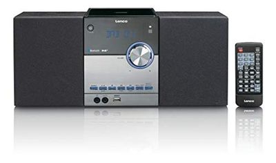Lenco Kompaktowa wieża stereo MC-150 z radiem DAB+, radiem FM, odtwarzaczem CD/MP3, Bluetooth i USB, pilotem zdalnego sterowania, 2 x 10 W, czarna