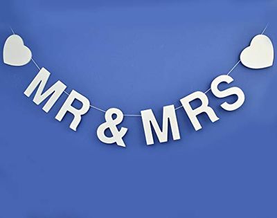 Club Green GARLANDA DE Madera Blanca MR & Mrs 100X8CM, 17.5 x 16 x 4 cm