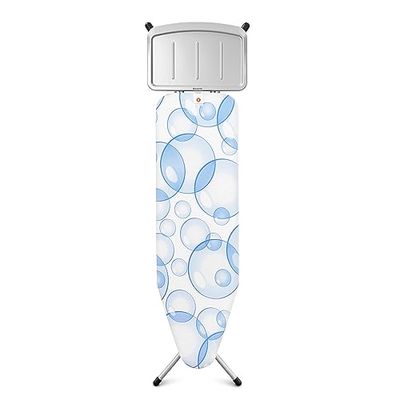 Brabantia - Mesa de passar B - com suporte sólido para unidade de vapor - universal ajustável - para destros e azuis, não desliza e sem aranha, dobrável, Bubbles - 124 x 38 cm