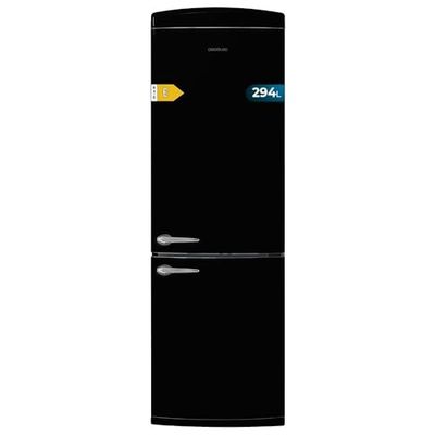 Cecotec Réfrigérateur combiné rétro à deux portes 294 L Bolero CoolMarket Combi Origin 294 Noir. Hauteur 190 cm et largeur 60 cm, No Frost total, Refroidissement multiple, Ultra Fresh