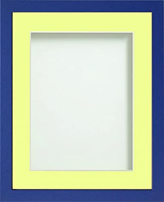 Frame Company Jellybean Range Royal Blue Wooden 14x11 inch Picture Photo Frame with Lemon Bon Bon Mount for Image 12x8 inch * Choice of Colours & Sizes* Fitted with Perspex