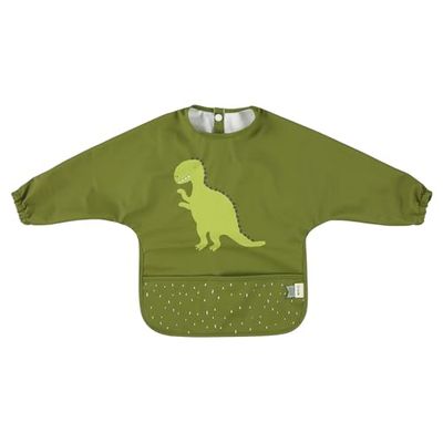 Trixie Long Sleeve Bib - Mr. Dino - Mealtime Essential - 6m+ - Waterproof Bib - OEKO-TEX-Certified - Green