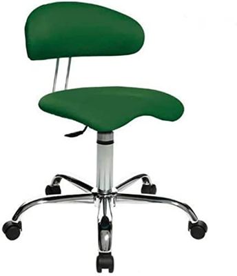 Topstar Sitness 40, fitnesskruk, werkkruk, rolkruk met rugondersteuning, 3-dimensionaal beweegbare zitting, stoffen bekleding groen